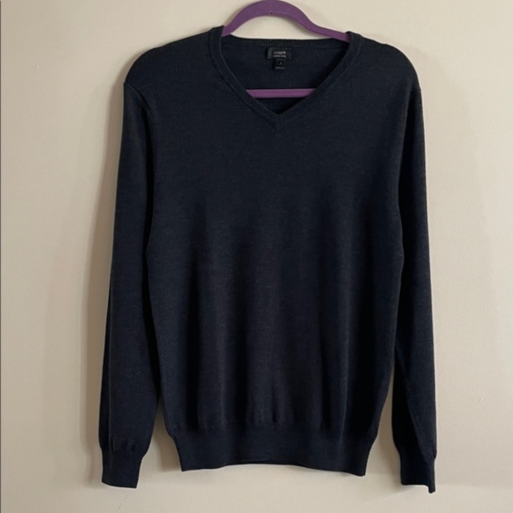 J. Crew Wool Men's Dark Gray V-Neck Sweater